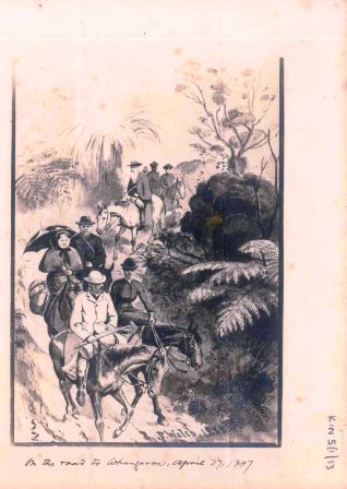 Philip Walsh sketch - On the road to Whangaroa, April 27, 1887