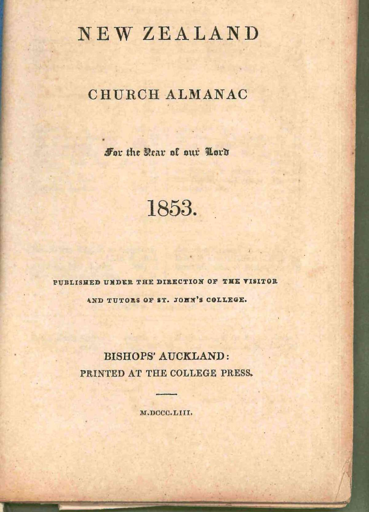 Front page of the Church Alamanc.