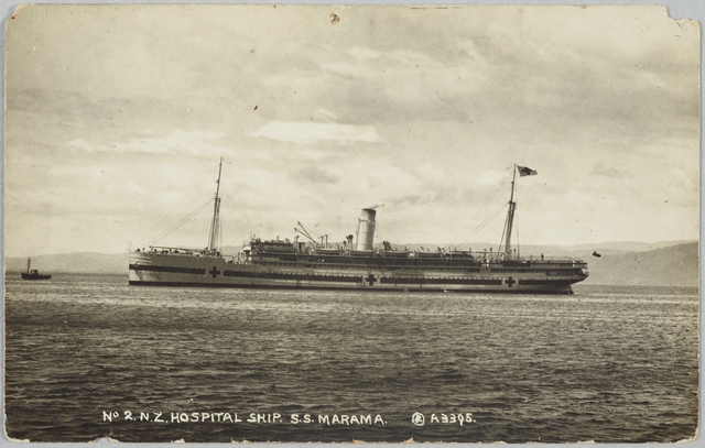SS Marama Hospital Ship. Image of a ship on the water.