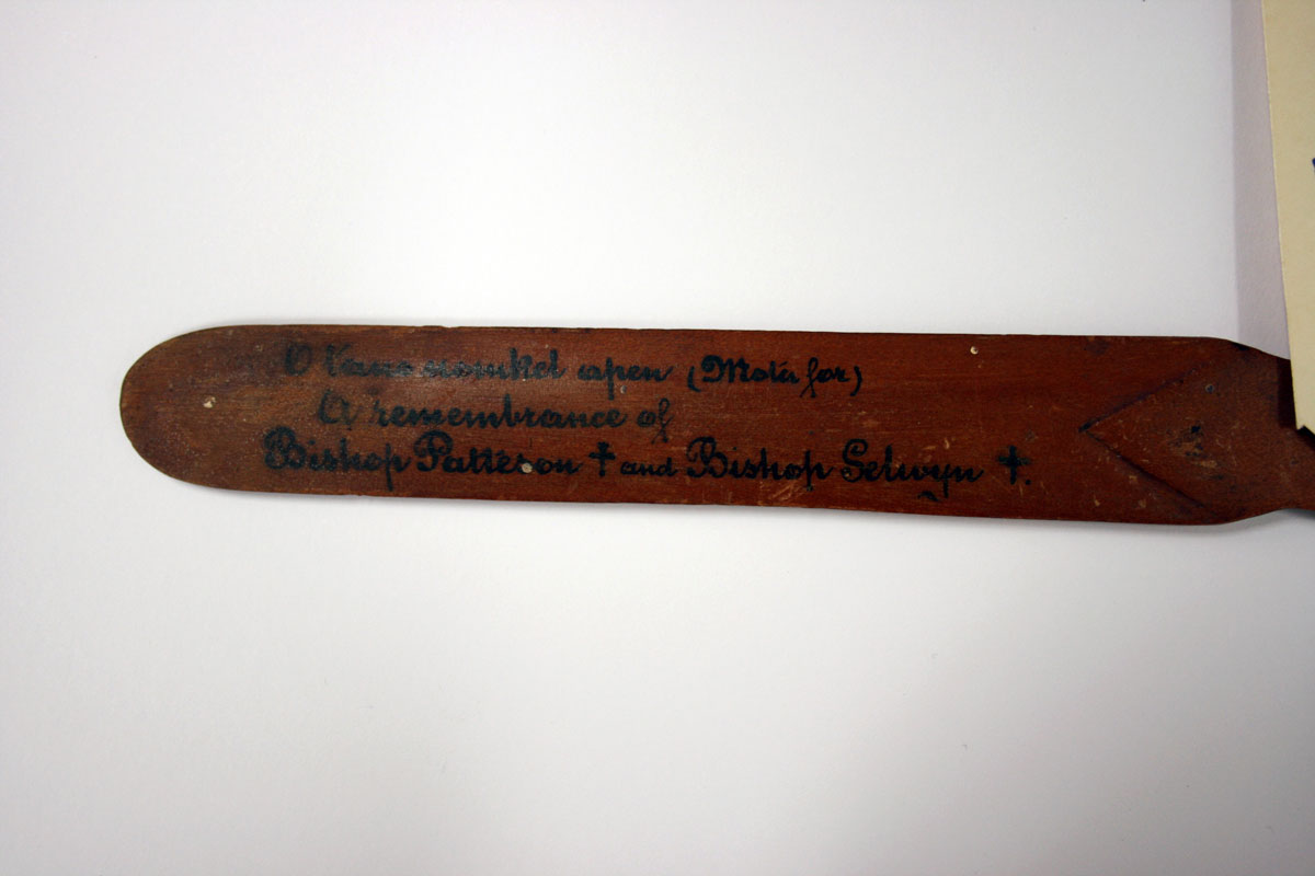 Reverse of the tip of the wooden letter opened